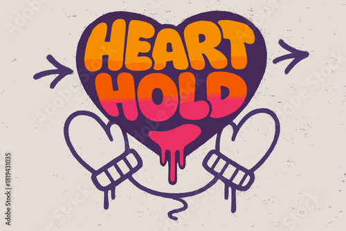 Graffiti Heart Art. Heart Hold — Graffiti Simplified: chunky bubble letters forming a heart shape; line-art