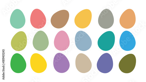 Collection of Easter egg icons. Colorful Easter eggs set against a white background. Vector art.