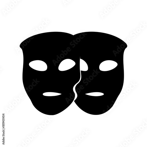 Minimalist mask icon portraying duality and separation Vector