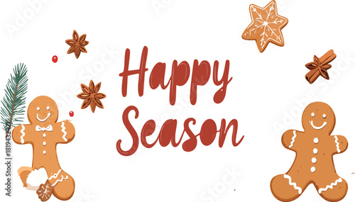 Gingerbread men cookies wishing happy holiday season