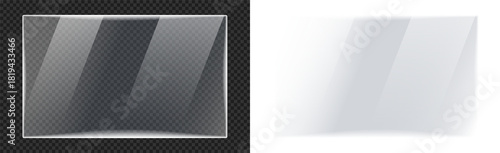 Wallpaper Mural Realistic transparent glass plate panel texture with shiny glossy light glare reflective surface overlay effect on isolated png background rectangle gradient window. Torontodigital.ca