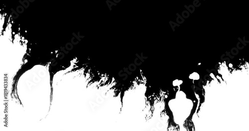 4K Black Ink Bleed: Spreading on White Background Abstract