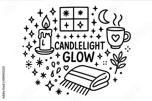 Candlelight Glow Illustration. Candlelight Glow. Hand-drawn doodle illustration of Candlelight Glow. Candle,