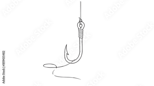Sharp metal fishing hook on a white isolated background vector illustration