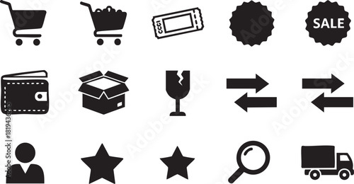 Modern ecommerce and shopping icons collection