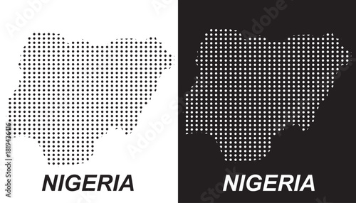 Nigeria Dot Map Vector, Digital Geometric Silhouette, Infographic Template, Point Scale Technology Concept, West Africa Country EPS