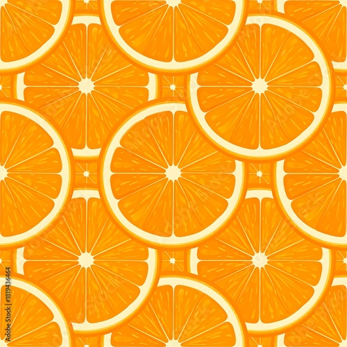 Repeating pattern of orange slices, featuring bright yellow and orange hues