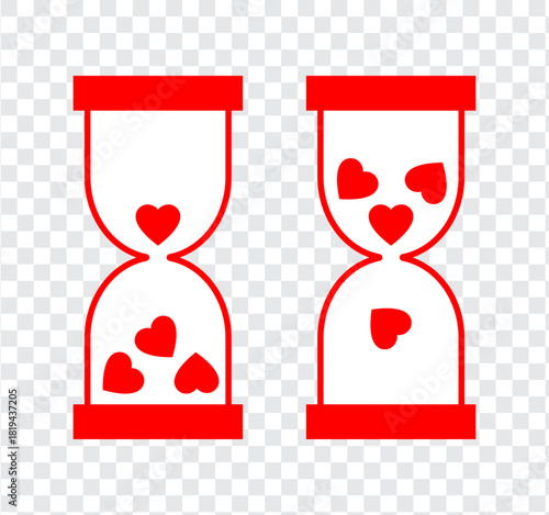 Hourglass with hearts inside. Isolated vector illustration for Valentine's Day