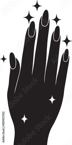 Sparkling manicure nail art silhouette vector