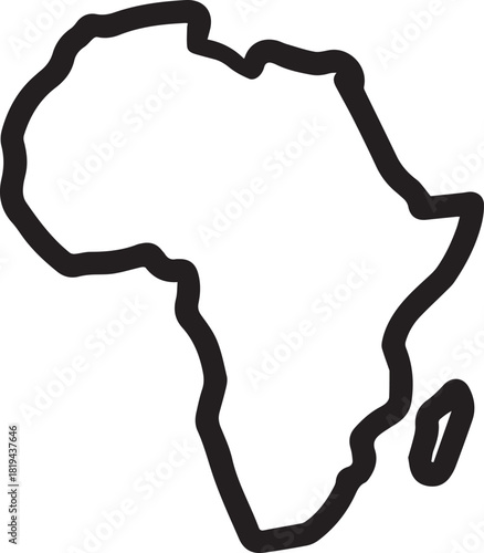 Simple hand drawn outline of the continent of africa