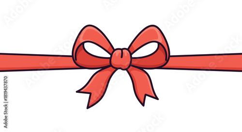 Simple red ribbon bow tied with a neat knot a classic and elegant decorative element for gifts celebrations or special occasions.