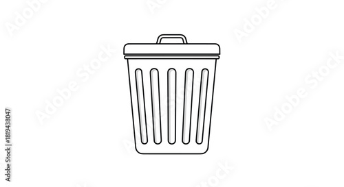 Simple outline icon of a trash can or garbage bin a universal symbol for deletion waste management and recycling.