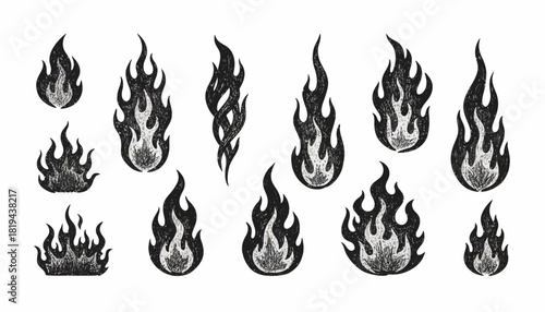 Black Fire Flame Vector Set Dark Fire Designs