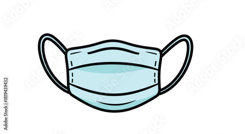 Simple flat design illustration of a blue medical face mask an essential protective item for health safety and public hygiene.