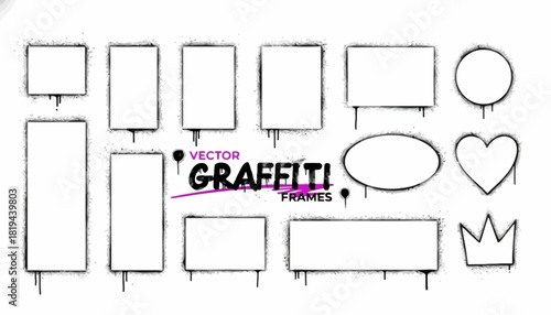 Vector Graffiti Frames Collection with Various Shapes for Design and Urban Art