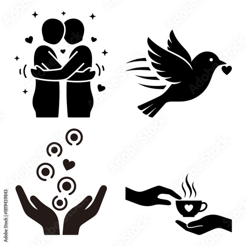 Thank Day Black silhouettes of chess pieces on white background