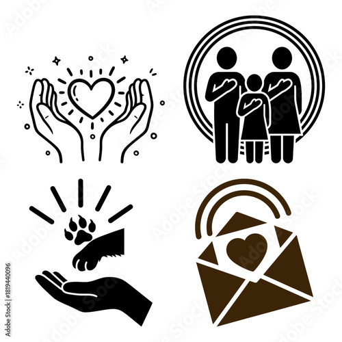 Thank Day Money falling into cupped hands flat vector icon