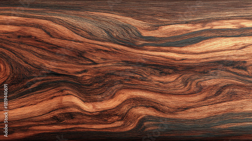 Close-up shot of rich brown wood grain pattern, showcasing intricate details and textures. The image captures the natural beauty and complexity of the wood's surface. 