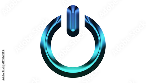 A blue power button isolated on transparent background, symbolizing energy, technology, and the start of something new with a modern and sleek design