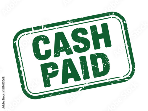 A green "CASH PAID" stamp is displayed on a white background.