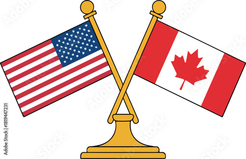 USA and Canada luxury table flag illustration