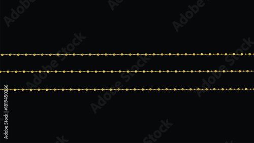 Festive glowing yellow string lights on transparent background