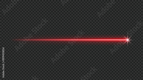 Bright red laser beam emitting from left with glowing endpoint