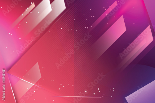 Geometric Digital Artwork with Pink-Purple Gradient, Polygons, and Glowing Dots