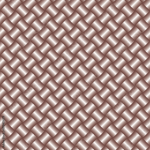 Luxurious quilted pattern of dusty rose ribbons with satin metallic gradient texture vector illustration. Elegant braided leather diamond pattern background for wallpaper and fabric. Wrapping paper pa