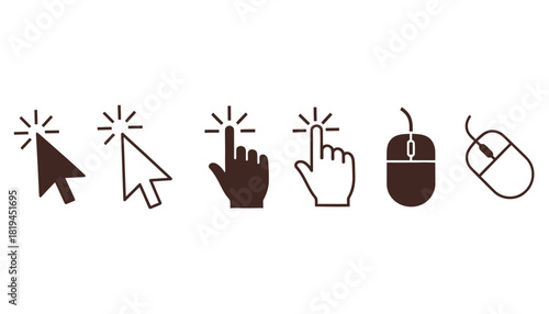 Click icons cursor and mouse for web design needs