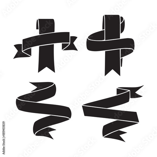 Blank Ribbon Emblem Graphics for Certificates and Achievement Badges