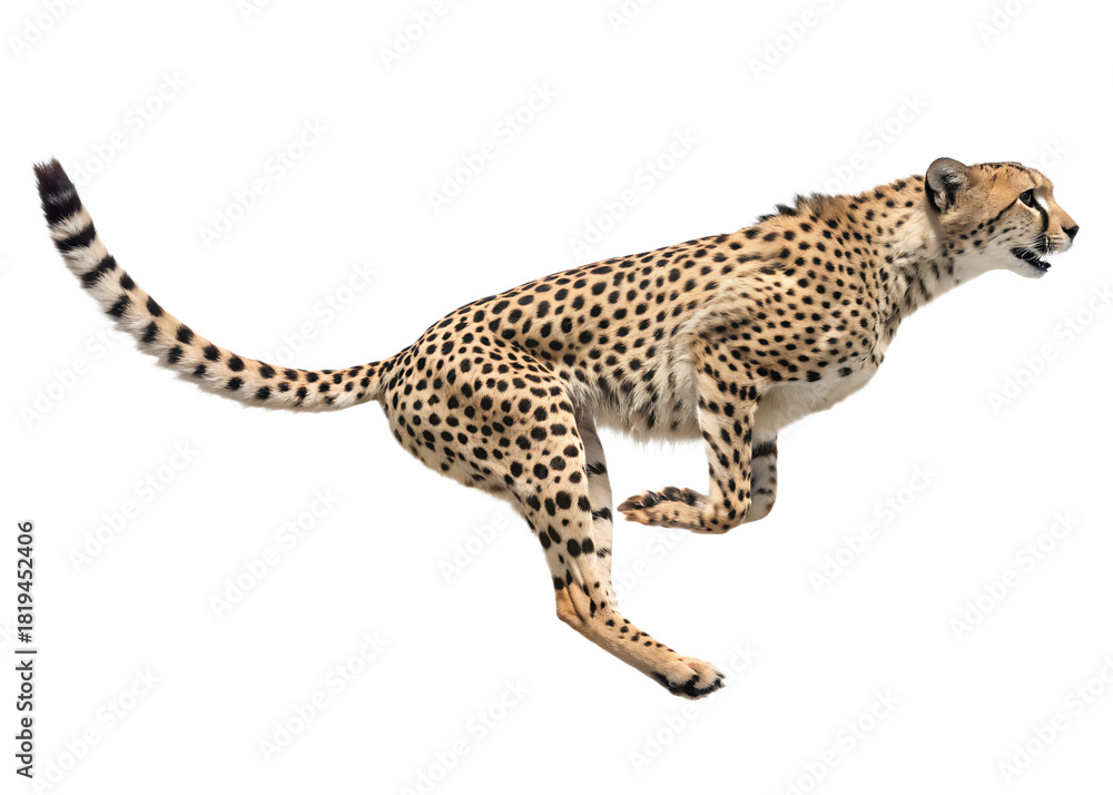 Obraz premium Cheetah Running Profile Isolated on Black