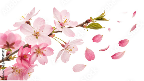 Wallpaper Mural Beautiful floral overlay with flying pink petals cut out on PNG. AI GENERATED. Torontodigital.ca