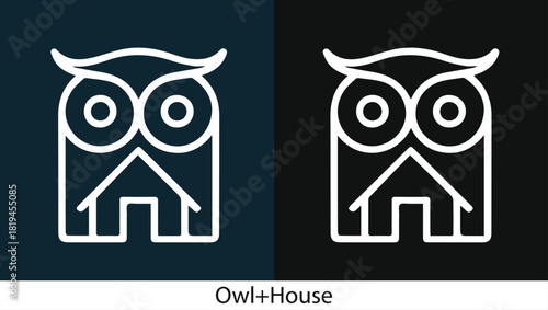 Owl House Icon, owl + House log, owl icon, house icon, geometric logo, minimal vector design, modern emblem, clean line art, professional icon, elegant geometry, refined logo mark, wisdom symbol,