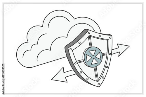 Cloud Storage Illustration Set Secure Data Backup, Cloud Computing, File Management Vector