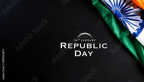 Indian republic day celebration with flag on dark background festive design