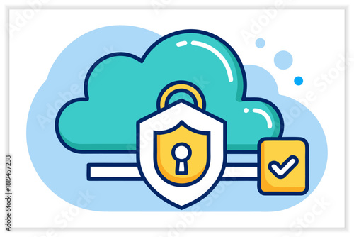 Cloud Storage Illustration Set Secure Data Backup, Cloud Computing, File Management Vector