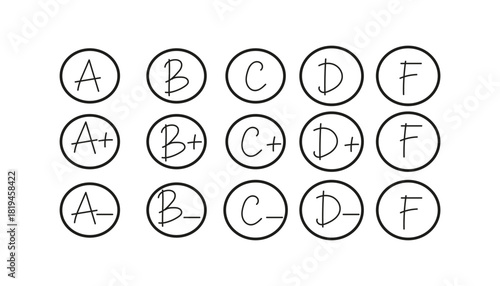 Vector Collection of Plus and Minus Report Card and Exam Result Symbols