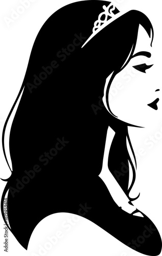 Canvas Print Elegant princess profile with tiara, showcasing classic beauty and regal allure for sophisticated designs and storytelling