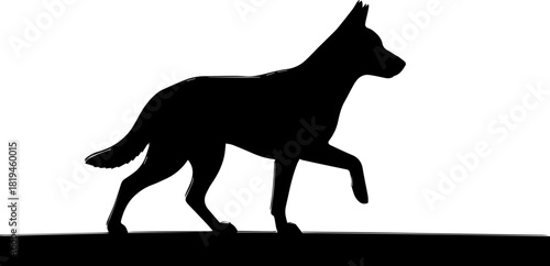 Elegant black silhouette of a dog gracefully walking, embodying loyalty and companionship for modern designs