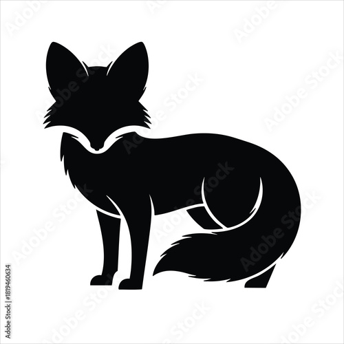 Stylized Fox Silhouette in Black and White Minimalist Graphic Design