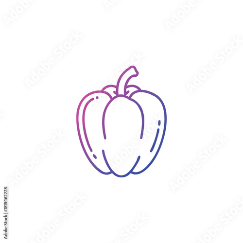 Gradient outline bell pepper icon with vibrant colors and clean design for food and health themes