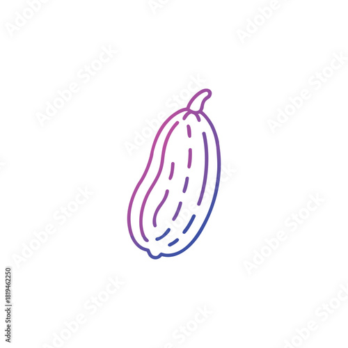 Gradient outline art icon of a bitter gourd vegetable with a clean modern design