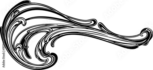 Elegant black and white decorative flourish adds timeless sophistication to any design project, enhancing visual appeal instantly.