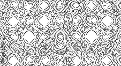 Intricate Celtic knotwork pattern creates stunning decorative background for cultural or artistic projects seeking timeless elegance and historical depth
