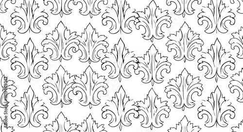 Elegant vintage floral ornamental pattern design for luxurious textile and decorative applications, classic baroque style motifs.