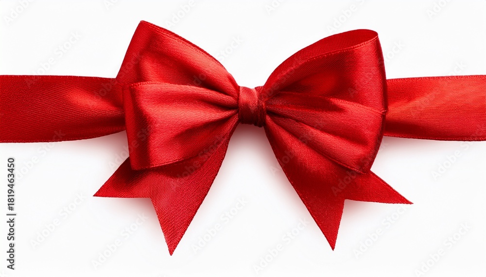 Fototapeta premium Red Bow Ribbon Isolated On White And Png Transparent Background Clipping Path Included