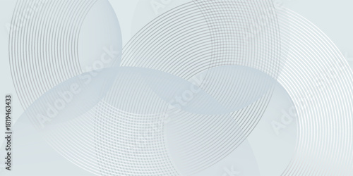 White abstract background with geometric shapes. Modern circle lines pattern. Minimal geometric design. Futuristic concept. Suit for cover, poster, banner, brochure, header, presentation, web, flyer