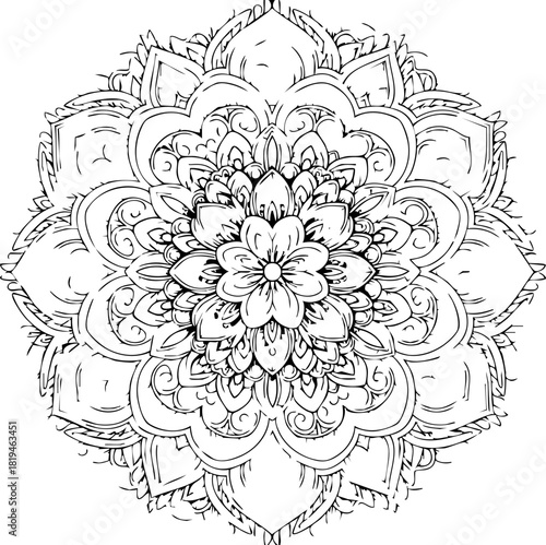 Intricate floral mandala design offers peaceful, spiritual, and artistic inspiration for wellness and creative projects.
