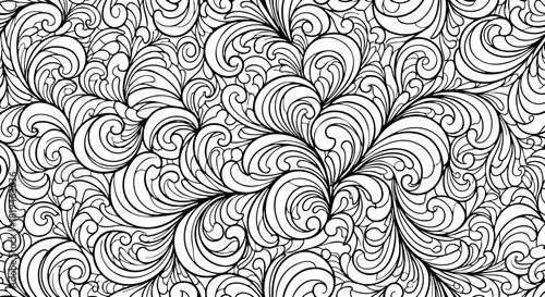 Elegant swirling floral pattern design offers sophisticated and timeless beauty for any creative project, evoking organic artistry and intricate detail.